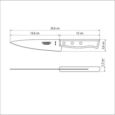 Faca Peixeira E Cozinha Tradicional Com Lâmina Em Aço Inox E Cabo Em Madeira Natural 6"