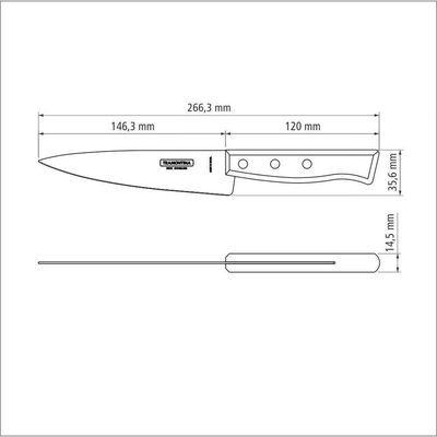 Faca Peixeira E Cozinha Tradicional Com Lâmina Em Aço Inox E Cabo Em Madeira Natural 6"