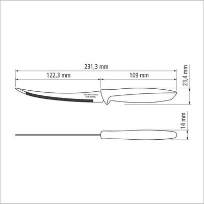 Faca Para Tomate Plenus Com Lâmina Em Aço Inox E Cabo De Polipropileno Cinza 5"