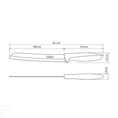 Faca Para Pão Plenus Com Lâmina Em Aço Inox E Cabo De Polipropileno Off White 8"
