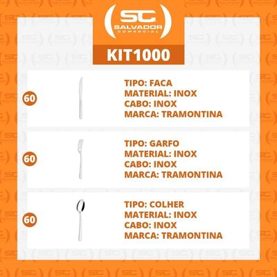 Kit - Jogo De Facas, Garfos E Colheres Búzios 180 Peças Em Aço Inox Ibag - Tramontina