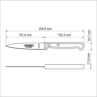 Faca Para Legumes E Frutas Ultracorte Em Aço Inox E Cabo De Polipropileno Preto 4"