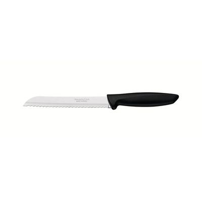 Faca Para Pão Tramontina Plenus Com Lâmina Em Aço Inox E Cabo De Polipropileno Preto 7" Tramontina