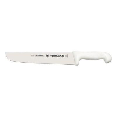 Faca Passador Profissional Com Lâmina Em Aço Inox E Cabo Em Polipropileno Branco 10"