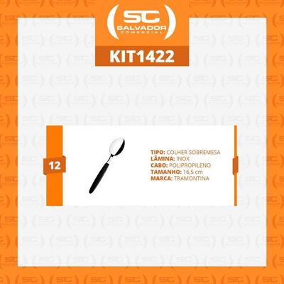 Kit - 12 Colheres De Sobremesa Ipanema Com Lâmina Em Aço Inox Cabo Preto Csptop - Tramontina