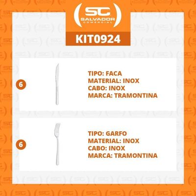 Kit - Jogo De Faca E Garfo Buzios 12 Peças Em Aço Inox Ibag - Tramontina