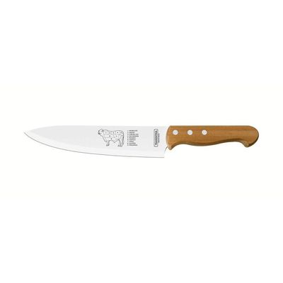 Faca Para Carne Tramontina Churrasco Com Lâminas Em Aço Inox E Cabo De Madeira Natural 8" Tramontina