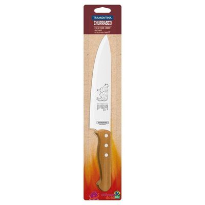 Faca Para Carne Tramontina Churrasco Com Lâminas Em Aço Inox E Cabo De Madeira Natural 8" Tramontina