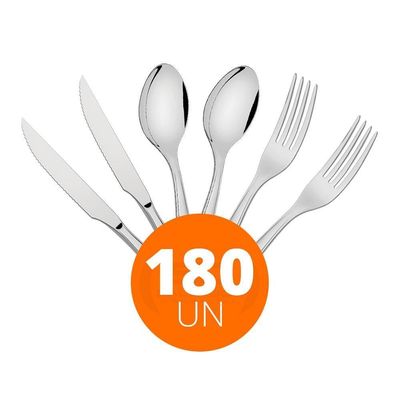Kit - Jogo De Facas, Garfos E Colheres Luxo Laguna 180 Peças Em Aço Inox Itop - Tramontina