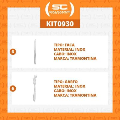 Kit - Jogo De Faca E Garfo Luxo Laguna 12 Peças Em Aço Inox Itop - Tramontina