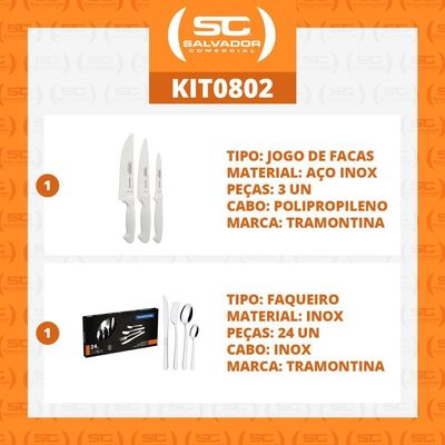 Kit - Faqueiro Premium 3 Peças + 1 Faqueiro 24 Peças Búzios Inox - Tramontina