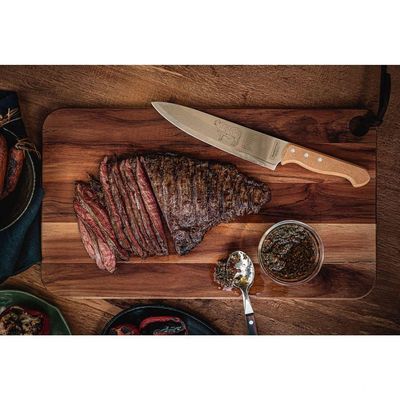 Faca Para Carne Tramontina Churrasco Com Lâminas Em Aço Inox E Cabo De Madeira Natural 8" Tramontina