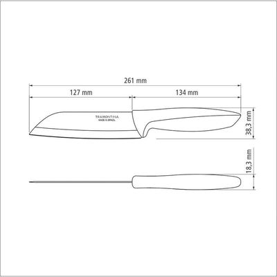 Faca Santoku Tramontina Plenus Com Lâmina Em Aço Inox E Cabo De Polipropileno Preto 5" Tramontina