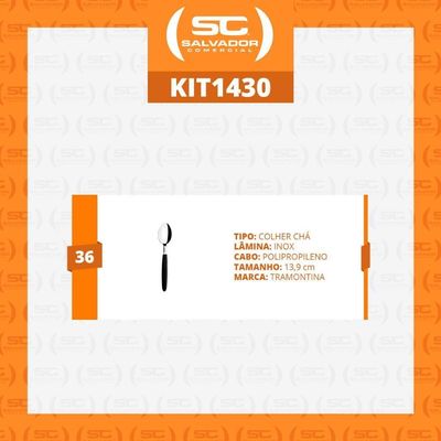 Kit - 36 Colheres De Chá Ipanema Com Lâmina Em Aço Inox Cabo Preto Ccptop - Tramontina