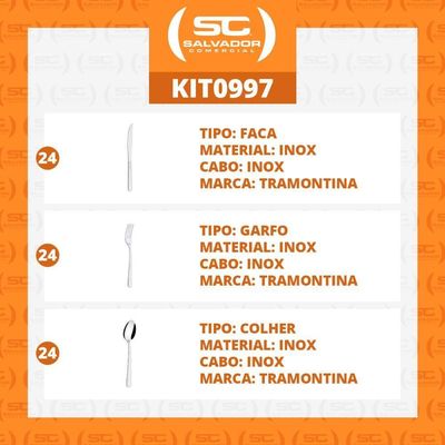 Kit - Jogo De Facas, Garfos E Colheres Búzios 72 Peças Em Aço Inox Ibag - Tramontina