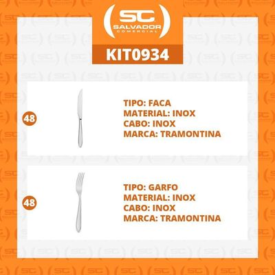 Kit - Jogo De Faca E Garfo Luxo Laguna 96 Peças Em Aço Inox Itop - Tramontina