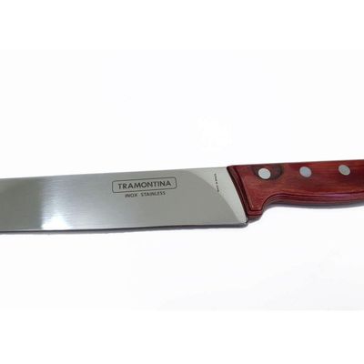 Faca Para Cozinha Tramontina Em Inox 8" E Cabo Vermelho Polywood Tramontina