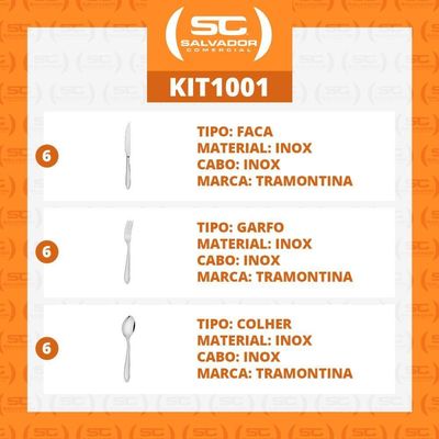 Kit - Jogo De Facas, Garfos E Colheres Luxo Laguna 18 Peças Em Aço Inox Itop - Tramontina