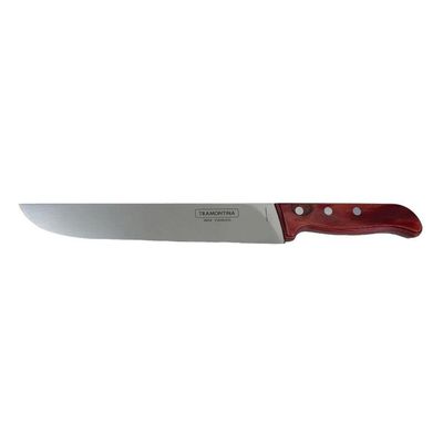 Faca Para Cozinha Tramontina Em Inox 8" E Cabo Vermelho Polywood Tramontina
