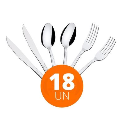 Kit - Jogo De Facas, Garfos E Colheres Búzios 18 Peças Em Aço Inox Ibag - Tramontina