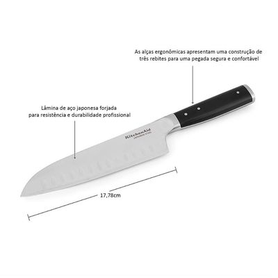 Faca Santoku Forjada 31cm Com Capa Protetora 7" Kitchenaid