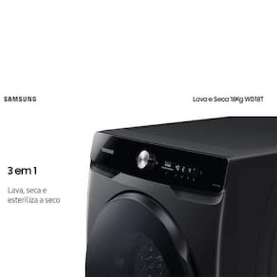 Lava e Seca Samsung WD18T Black Inox Smart (Wi-Fi) com Digital Inverter e Ecobubble WD18T6500GV - 18/10 kg Preto / 220