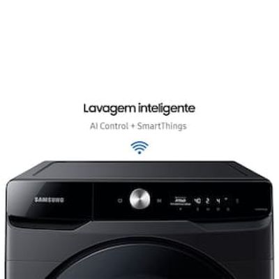 Lava e Seca Samsung WD18T Black Inox Smart (Wi-Fi) com Digital Inverter e Ecobubble WD18T6500GV - 18/10 kg Preto / 220