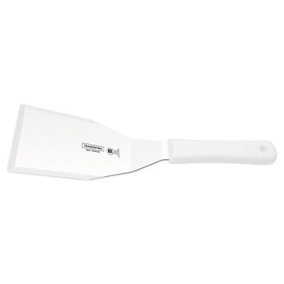 Espátula Para Hambúrguer 6"x3" Tramontina Em Aço Inox E Cabo Branco Tramontina