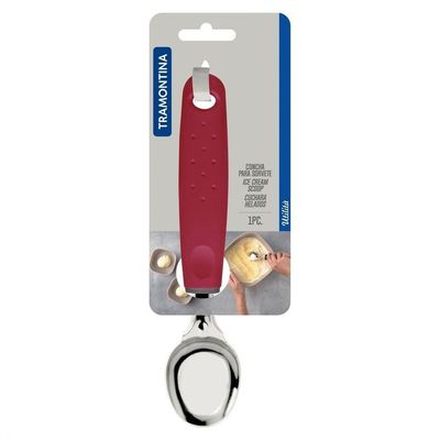 Concha Para Sorvete Utilitá Com Lâmina Em Aço Inox E Cabo De Polipropileno Vermelho