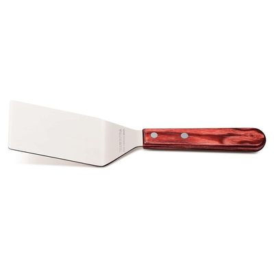 Espátula Para Frituras 4" Tramontina Em Aço Inox E Cabo Madeira Polywood Vermelho Tramontina