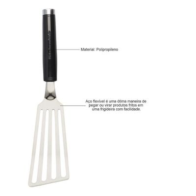 Espátula Inox Perfurada Flexível Cozinha Kitchenaid Cor:preto Preto