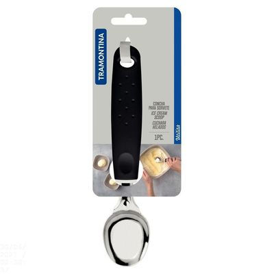 Concha Para Sorvete Utilitá Com Lâmina Em Aço Inox E Cabo De Polipropileno Preto
