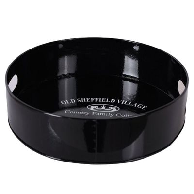 Bandeja Redonda Classic Black 25X7 Aço Galvanizado Bene Casa