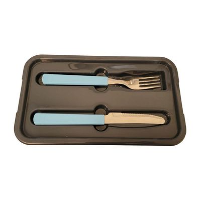 Marmita Fit Dupla 1,3l Azul Com Talher - Unitermi