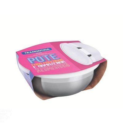 Pote Tramontina Freezinox Redondo Em Aço Inox Com Tampa Plástica 22 Cm 2,9 L Tramontina