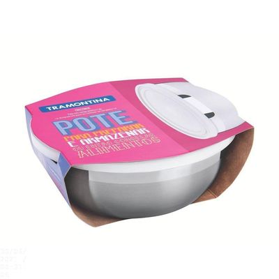 Pote Tramontina Freezinox Redondo Em Aço Inox Com Tampa Plástica 25 Cm 4,2 L Tramontina