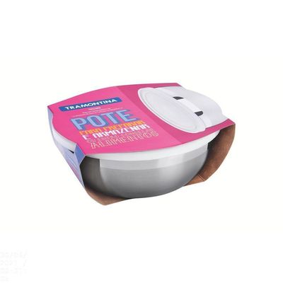 Pote Tramontina Freezinox Redondo Em Aço Inox Com Tampa Plástica 18 Cm 1,6 L Tramontina