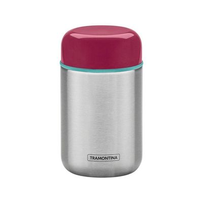 Pote Térmico Tramontina Em Aço Inox Com Tampa Rosa 8,8 Cm 400 Ml Tramontina