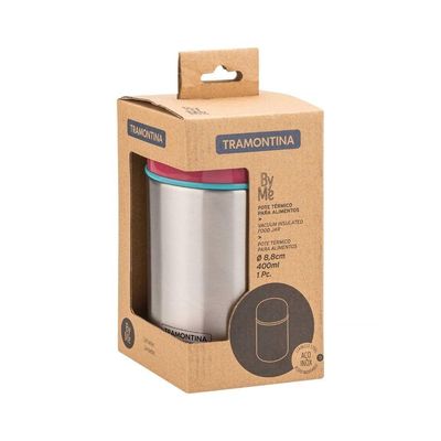 Pote Térmico Tramontina Em Aço Inox Com Tampa Rosa 8,8 Cm 400 Ml Tramontina