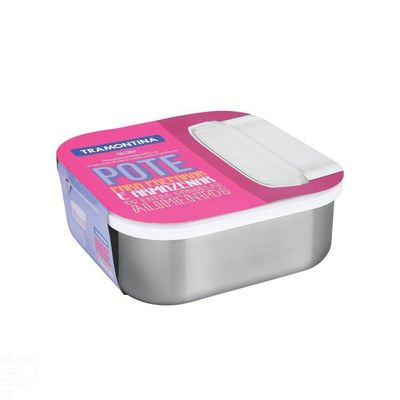 Pote Tramontina Freezinox Em Aço Inox Quadrado Com Tampa Plástica 23 Cm 3,6 L Tramontina