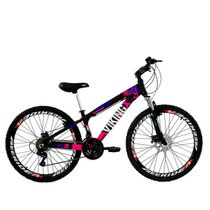 Bicicleta X TUFF25 Freeride Aro 26 Preto Rosa 21V - Viking