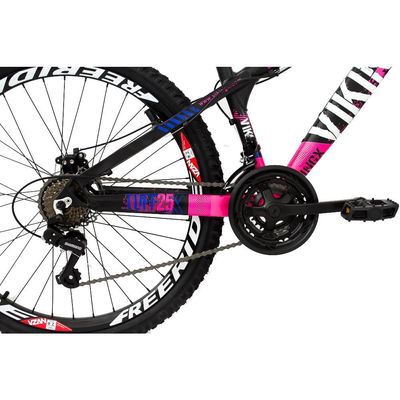 Bicicleta X TUFF25 Freeride Aro 26 Preto Rosa 21V - Viking