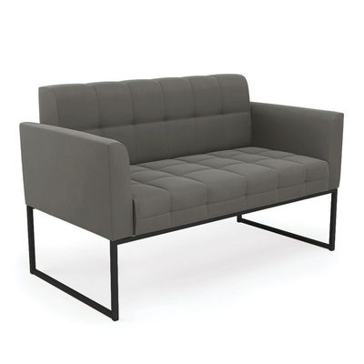 Sofá Namoradeira Elisa Suede Base Metálica Industrial Preto - D'rossi Cor Grafite
