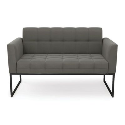 Sofá Namoradeira Elisa Suede Base Metálica Industrial Preto - D'rossi Cor Grafite