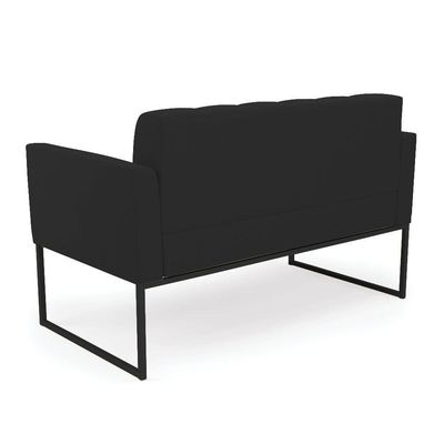 Kit 1 Sofá Namoradeira E 1 Poltrona Elisa Veludo Base Metálica Industrial Preto - D'rossi Cor Preto