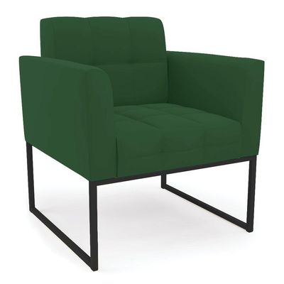 Kit 1 Sofá Namoradeira E 2 Poltronas Elisa Veludo Base Metálica Industrial Preto - D'rossi Cor Verde