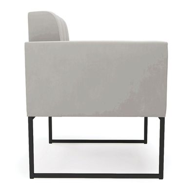 Poltrona Elisa Veludo Cinza Base Metálica Industrial Preto - D'rossi