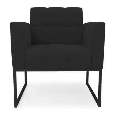 Poltrona Elisa Veludo Preto Base Metálica Industrial Preto - D'rossi