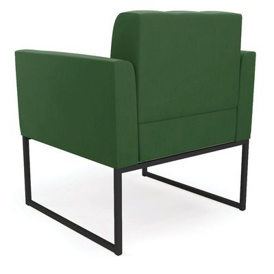 Poltrona Elisa Suede Base Metálica Industrial Preto - D'rossi Cor Verde