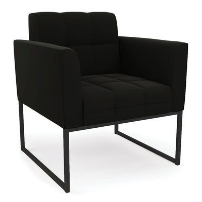 Poltrona Elisa Suede Base Metálica Industrial Preto - D'rossi Cor Preto
